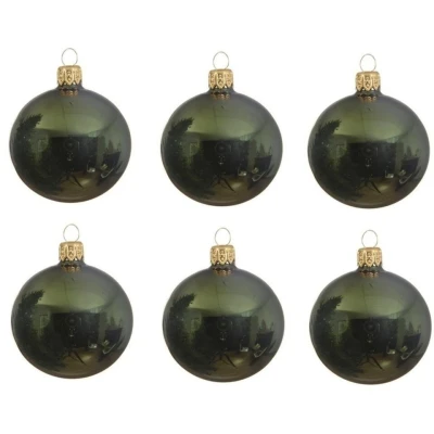 Afbeelding van Decoris Kerstballen 6 stuks donkergroen glans glas 8 cm