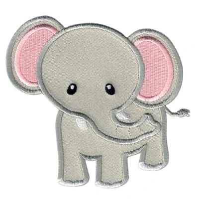 Afbeelding van PatchMommy Olifant Strijkapplicatie Patch Applicatie Strijkembleem Strijkapplicaties Applicaties Kinderen (grijs/roze)