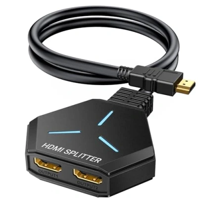 Afbeelding van KiWiBiRD HDMI Splitter 1 In 2 Out voor dual monitors, 4K @ 60Hz 3D 2160p 1440p 1080p Full HD mirror monitor adapter verdeeldoos met HDCP compatibel TV Box Gaming PC Laptop XBOX PS4 PS5 Projector