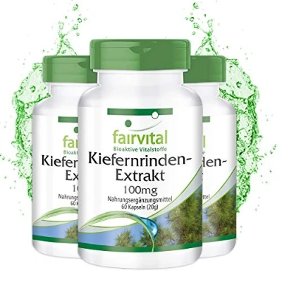 Afbeelding van Fairvital Pijnboomschors extract capsules 100mg VEGAN HOOG GEDOSEERD 180 (60 x 3) pijnboomschorsextract gestandaardiseerd op 95% proanthocyanidine