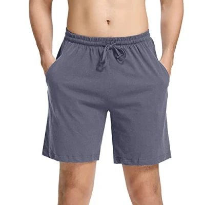 Afbeelding van NC Korte pyjamabroek voor heren, van katoen, bermuda, slaapshorts, pyjamabroek, zomerslaapbroek, vrijetijdsbroek mannen, blauwgrijs, XL