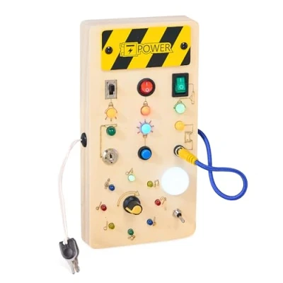 Afbeelding van Montessori Houten Prikbord met LED Lichtschakelaar Educatief speelgoed voor Kinderen Cognitieve en Sensorische Ontwikkeling Activiteitenbord Cadeau van 3 Jaar