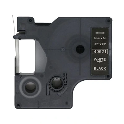 Afbeelding van BROVACS 1 Pack Wit op Zwart Label Tape Compatibel voor DYMO D1 40921 9mm 3/8&quot; OPA2121