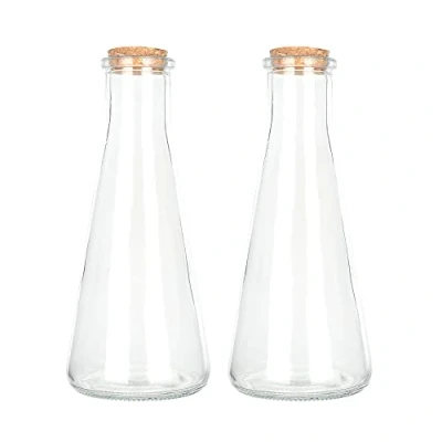 Afbeelding van Magic Season Decoratieve glazen flessen met kurkstop (350 ml taps toelopende flessen/2 stuks)