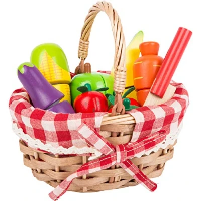 Afbeelding van Small Foot Houten Picknickmand met Snij Fruit, 15dlg.