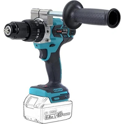 Afbeelding van KATSU FIT BAT 21V Draadloze borstelloze slagboormachine, 13 mm sleutelloze boorkop, motor, 2 versnellingssnelheden, LED werklamp, voor woningverbetering en doe het zelfproject, zonder