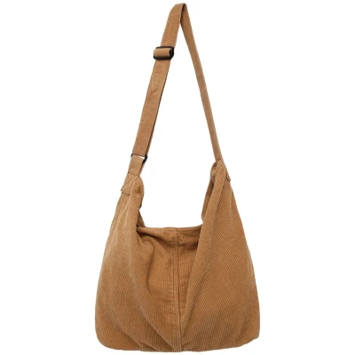 Afbeelding van Boraboi® Stijlvolle Unisex Corduroy Schoudertas voor Dagelijks Gebruik en Reizen in Retro Bruin Design