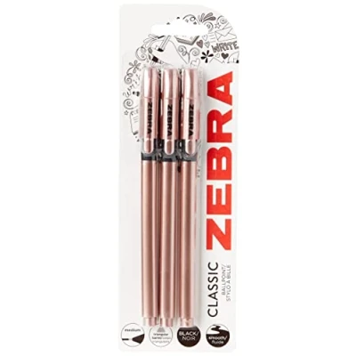 Afbeelding van ZEBRA Classic Rose Gold balpen, zwarte inkt, 3 stuks (1 stuks)