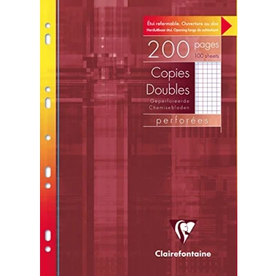 Afbeelding van Etui met dubbele bladen A4 100 geperforeerde geruit 5x5mm + kantlijn