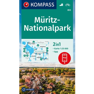 Afbeelding van 853 muritz np westlicher teil: 2in1 Wanderkarte inklusive Karte zur offline Verwendung in der KOMPASS App. Fahrradfahren.