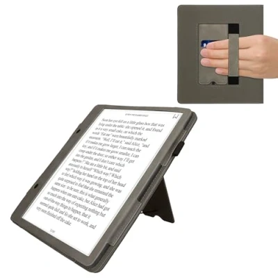 Afbeelding van kwmobile E reader hoesje geschikt voor Amazon Kindle Scribe (2024) hoes flip case van kunstleer Ereader cover met stand Opkomende Zon design in grijs