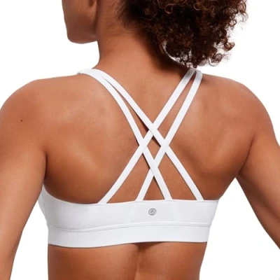 Afbeelding van CRZ Yoga Dames Strappy Back Draadloze Gewatteerde Workout Sport BH wit XS