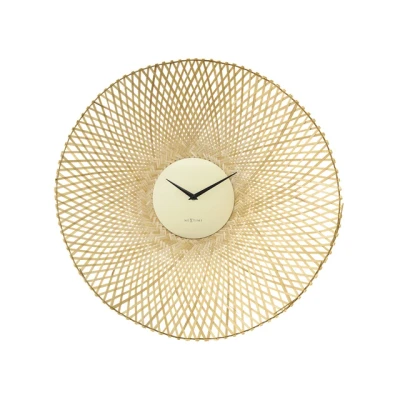 Afbeelding van NeXtime Wandklok 60 cm Stille Bruin Bamboe &quot;;Vortex&quot;;