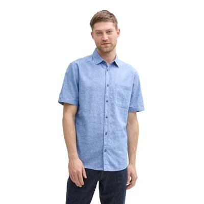 Afbeelding van TOM Tailor Shirt Overhemd, Heren, Maat: Medium, Sapphire blue chambray
