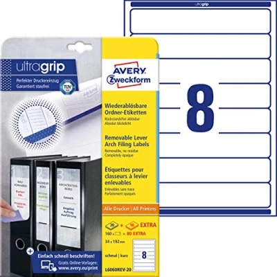 Afbeelding van AVERY Zweckform Folder rugetiketten, 34x192 mm, verwijderbaar