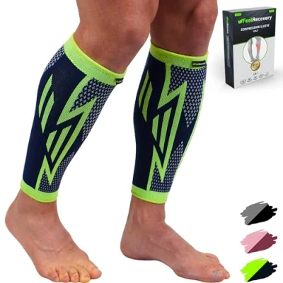 Afbeelding van 2 Kuitbandage voor Damen &amp; Heren Sport Compressie Kuit Sleeves Vermoeide Onderbenen, Achillespees, Blessures Krampen Sokken Hardlopen Ademend Anti slip (Groen, XL)