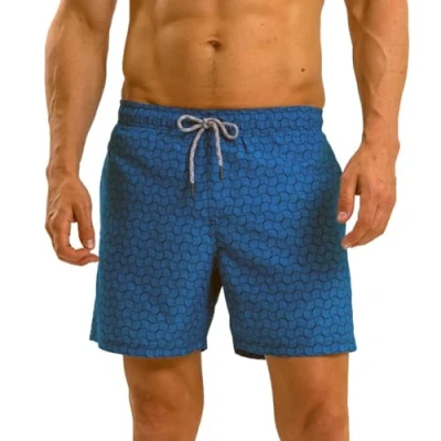 Afbeelding van RIPT Performance Heren Sneldrogende UV 50 Zonbescherming Peach Finish Zwemshort Trunks, Blue Swirl Print, L, Print blauwe werveling, L