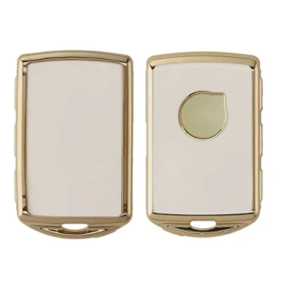 Afbeelding van kwmobile autosleutel hoesje geschikt voor Volvo 4 knops Keyless Go hoes TPU behuizing Beschermende auto sleutel case Sleuteletui in wit / goud