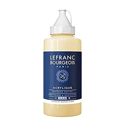 Afbeelding van Lefranc Bourgeois 300399 fijne acrylverf, hoog gepigmenteerd, goede dekking, romige homogene textuur 750ml fles Naples Yellow Light