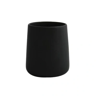 Afbeelding van MSV Badkamer drinkbeker Malmo Keramiek zwart 8 x 10 cm Tandenborstelhouders