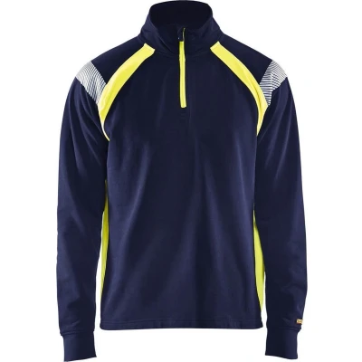 Afbeelding van Blaklader Sweatshirt halve rits Visible 3432 1158 Marine/High Vis Geel XL