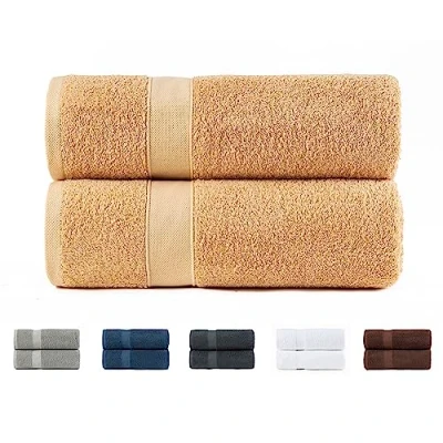Afbeelding van Todocama 2 grote badhanddoeken, 100% katoen, 550 g/m², extra zacht, zeer absorberend en sneldrogend, afmetingen 100 x 150 cm, beige