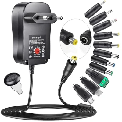 Afbeelding van SoulBay 3V 12V 36Watt universele voeding AC/DC adapter schakelende oplader incl. 11 verschillende adapterstekkers voor LED strips huishoudelijke elektronica 3000mA max