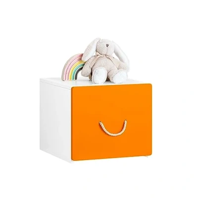Afbeelding van SoBuy Speelgoedkist voor Kinderen, Speelgoed Opbergdoos, Kinderspeelgoedkist, Kinder Opbergkast met 1 Lade, Kinderboekenplank Kinderkamer en Speelkamer, 40x40x35 cm, Oranje, KMB74 W