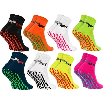 Afbeelding van Rainbow Socks Man Vrouw Badstof Anti slip Sport Enkelsokken Neon 8 Pairs Veelkleurig Maat EU 39 41