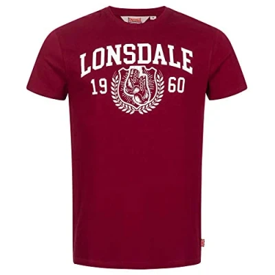 Afbeelding van Lonsdale Normale Passform Staxigoe Tshirt print, Heren, Maat: 3XL, Oxblood white