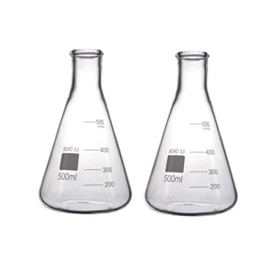Afbeelding van Rocwing Borosilicaat 3.3 Glas Graduated Conical Erlenmeyer Flask voor Laboratorium (500ml, 2 in een verpakking)