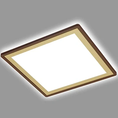 Afbeelding van BRILONER LED plafondlamp met backlight effect, slanke plafondlamp, ultra plat, neutraal wit licht, 293x293x28 mm, bruin goud