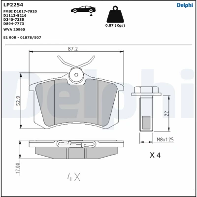 Afbeelding van Delphi Diesel Remblokset LP2254