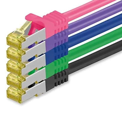 Afbeelding van Cat.7 Ethernet Cable Gigabit LAN Netwerkkabel RJ45 0.5m 5 kleuren stuks Cat7 Kabel netwerk ruwe 10 Gb s SFTP PIMF LSZH set Patchkabel met Rj 45 connector Cat.6a