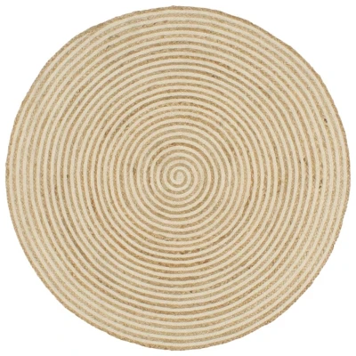 Afbeelding van Vloerkleed handgemaakt met spiraal ontwerp 120 cm jute wit