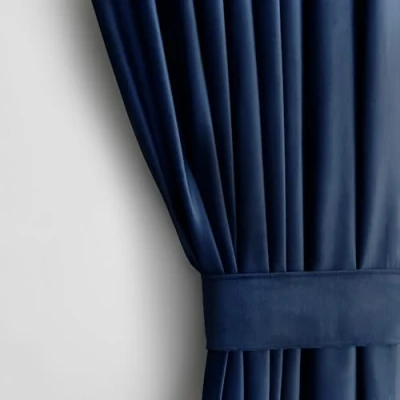 Afbeelding van AmeliaHome gordijn Velvet look 140x270 cm Indigo 1 st plooiband fluweel verduisteringsgordijn, raamdecoratie, licht glinsterend decoratief