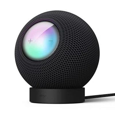 Afbeelding van elago Silicone Stand Compatible met HomePod Mini Juiste EQ, Makkelijker te Bedienen Betere Indicator Zichtbaarheid, Stabiele Mount, Anti Slip voor Lader (Zwart)