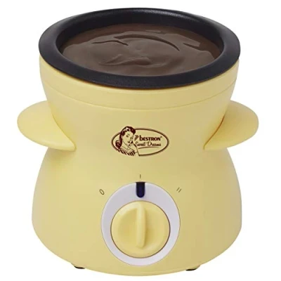 Afbeelding van Bestron Chocolade Fondueset voor 2 Personen, elektrische Chocofondue incl. 10x spiesen, vorken en 1x spatel, 25 Watt, kleur: geel