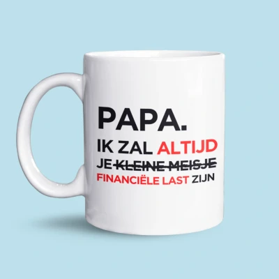 Afbeelding van NietMokken.nl Grappige mok met tekst &quot;Papa, ik zal altijd je jochie / meisje zijn&quot; 325 ml Keramische beker Leuk cadeau voor vader, verjaardag of vaderdag Vaatwasser en magnetronbestendig