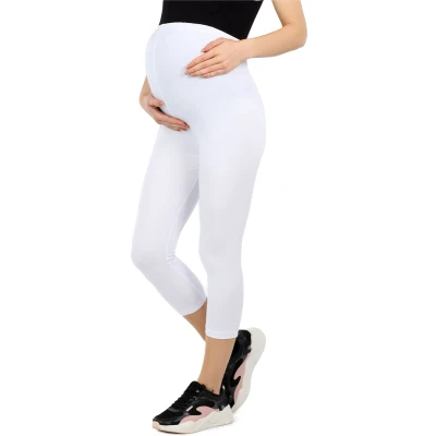 Afbeelding van BE Mammy Dames Leggings Zwangerschapskleding ¾ Lange Katoen Wit 3XL BE20 284 LE