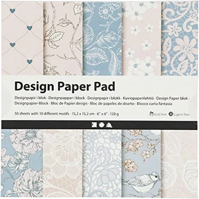Afbeelding van Creotime designpapier blok pastel 15,2 cm 50 vellen