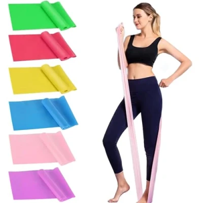 Afbeelding van Phieeseriy Weerstandsbanden, set van 6, 1,8 m en 2 m, trainingsbanden, trainingsweerstandsbanden, met weerstandsbanden voor dames heren, 3 verschillende niveaus, elastische stretchbanden
