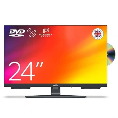 Afbeelding van Cello C2424F 24&quot; HD LED TV met frameless Geïntegreerde DVD speler Triple tuner (DVB C/ S2/ T2) &quot;Pitch Perfect Sound&quot; Ideaal voor kleine kamers Made in Europe [2024]