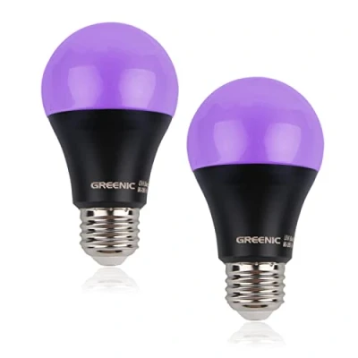 Afbeelding van Zwarte gloeilampen UV LED lamp met E27 basis, 8W (60W equivalent), Glow in The Dark Blacklight lamp, ultraviolette fluorescerende voor Halloween DJ Disco Home Party Podiumverlichting 2 pack