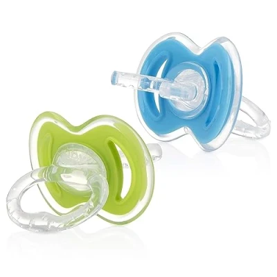 Afbeelding van Nuby Gum eez Fopspeen Bijtringen Eerste tandverzorging voor baby 2 Pack stuks bijtring/bijtspeelgoed van zacht silicone Groen en Blauw 3+ maanden