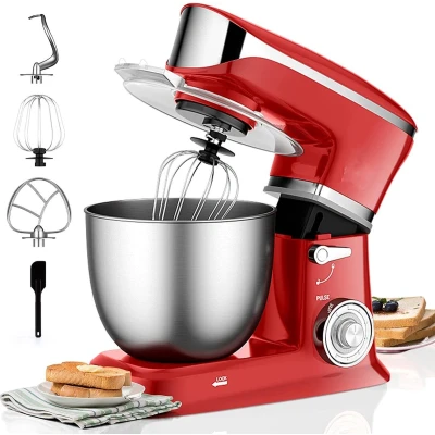 Afbeelding van Royalty Line® PKM1900 Keukenmachine Keukenrobot 1900W Foodprocessor Keukenmixer Met Spatscherm 6.5 Liter Rood