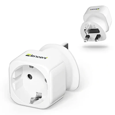 Afbeelding van LENCENT 1X EU naar UK Reisadapter, Duitsland Type G Reisstekker, Voedingsadapter Schuko voor GB Engeland Ierland Dubai Mauritius Singapore Wandcontactdoos Wit