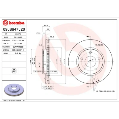 Afbeelding van Brembo Remschijf 09.B647.21