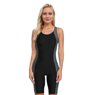 Afbeelding van BEACHKINI zwempak Dames badpak uit één stuk Open rug Concurrerende badmode,Zwart Grijs,38