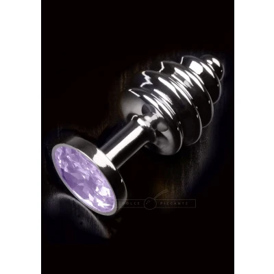 Afbeelding van Dolce Picante Geribbelde Buttplug met Siersteen Blauw
